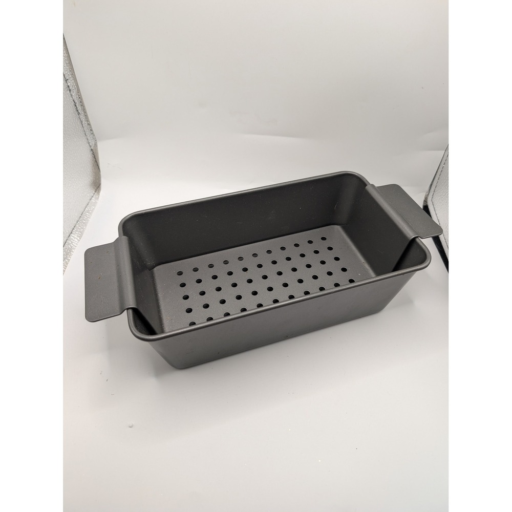 Nonstick Meatloaf Pan with Removable Drain Tray Lifter 2 Piece Set Gray